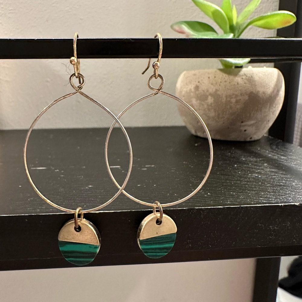 Malachite drop earrings by Erin McDermott Jewelry
